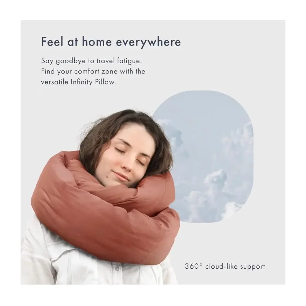 New Huzi Infinity Pillow Home Travel Soft Neck Scarf Support Sleep (Terracotta)